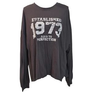 Womens Oversized Gray Long Sleeve Side Slit Tee Sz Onesize/Oversized